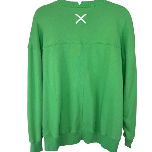 Aerie Green "ski resort" distressed crewneck oversized sweater Size Small - Picture 2 of 14